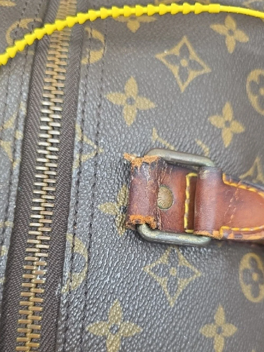 Vintage Louis Vuitton Keepall 60 Brown Monogram Duffel Bag with Leather Trim